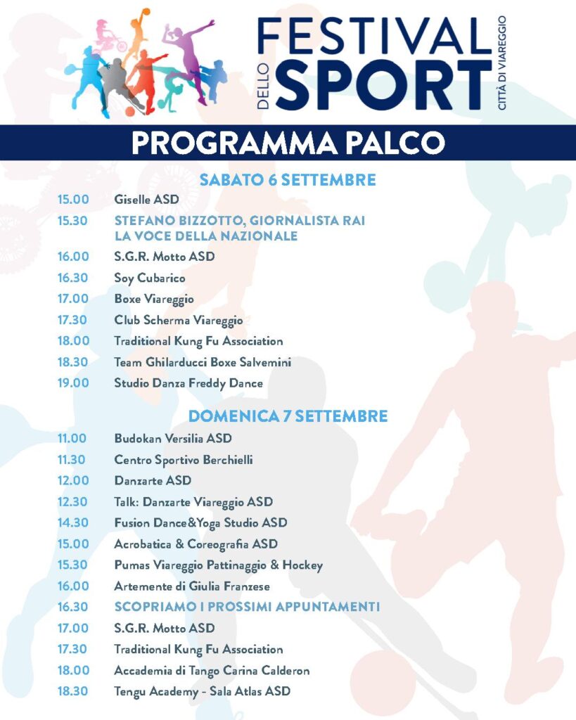 Festa dello Sport Viareggio Settembre 2025 Programma Esibizioni
